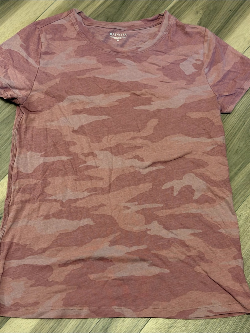 Tall small Athleta Mauve pink Camo ST S Crew Neck Tee cotton